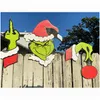 Weihnachtsdekorationen Peeker Scapture Thief Hand Cut Out S Gartenzaun Outdoor Ornament Wall Stick 220916 Drop Delivery Home Festlich Dhrqi