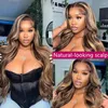 Perruque Lace Wig Body Wave naturelle, cheveux humains, 30 pouces, 13x6, blond miel, couleur eau, ombré, partie T frontale, pour femmes