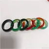 Bandringen 6 mm brede streep groen geel glas kristal agaat jade ring sieraden vinger voor vrouwen mannen drop levering dhgarden dhcwd