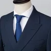 Herrenanzüge doppelte Breasted Slim Fit Men Navy Blue Formale Hochzeitstuhl für Bräutigam 2 -teilige Jacke mit Hosen Männlichem Modekostüm