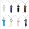 Hanger kettingen natuursteen ketting chakra zeshoekige opaal amethist rose quartz crystal reiki genezing pendum roestvrije s dhgarden dh2ey