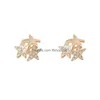 Stud Fashion Jewelry S925 Sier Post Earrings Cute Rhinstone Stars Drop Delivery Dhgoh