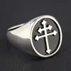Pierścienie klastra zabytkowe krzyż Lorraine Crusader Croix de Guerre Templar drobnoziarnisty srebrny pierścień