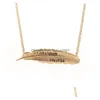 Pendant Necklaces Fashion Jewelry Womens Wingardium Leviosa Letters Necklace Feather Drop Delivery Pendants Dhjxs