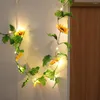 Strings Garland Fairy Light Holiday Lamp Batterisidade grönt bladsträngsljus för julfest bröllopsdekor