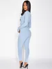Women's Jumpsuits Rompers Streetwear White Knitted Sexy Bodycon Lucky Label Jumpsuit Women Overall Long Sleeve Skinny Rompers Womens Jumpsuit Female 230203