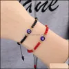 Link Chain Handmade Braided Evil Blue Eye Bracelet Stainless Steel Crystal Beads Bracelets For Women Girls Drop Delivery Jewelry Otr3B