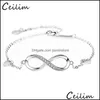 Catena a maglia 925 Sterling Sier Bracciale infinito Otto braccialetti con ciondoli per le donne Gioielli alla moda con consegna a goccia Otf4X