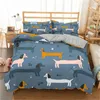 Beddengoed sets homesky cartoon teckel teckel set schattige worst honden dek deksel deksel huisdier geprinte dekbed bedbladen beddendding