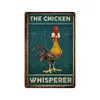 Oeufs frais en métal signe en étain ferme boutique café français lait maison décoration murale Vintage poulet affiche plaques en étain Happy Chicken rétro Plaque poulet affiche décor taille 30X20 CM w01