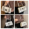 Evening Bags Cool Girls Small Square Shoulder Pearl Chain Women PU Leather Crossbody Bag Female Heart Buckle Flap Clutch Purse Handbags 230203