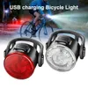 s Red/branco USB Recarregável Ciclismo Taileira Front Bicycle Lamp 6 Modos Aviso de segurança traseira Night Night Bike Light 0202