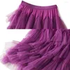 Skirts Pink Tutu Tulle Skirt Women Pleated Fashion Cake High Waist Long Kawaii Summer Casual Ladies Maxi