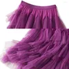 Jupes Rose Tutu Tulle Jupe Femmes Plissée De Mode Gâteau Taille Haute Longue Kawaii D'été Casual Dames Maxi