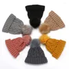 Berets Adult Hat Pompom Cap Beanie Autumn Winter Warm Knitted Unisex Hats Solid Hairball Elastic Caps Bonnet