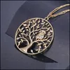 Pendentif Colliers Petit Hibou Collier Arbre De Vie Femmes Rose Or Sier Couleur Chaîne Creux Longs Pendentifs Bijoux Cadeaux De Mode Drop De Otcwj