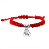 Gliederkette Mode Rotes Seil Handgemachte Webart Glücksarmbänder Für Mama Sier Vergoldung Legierung Brief Charms Thanksgiving Geschenk Drop Del Otjpi