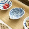 Plates Simple Japanese Style Ceramic Binaural Cute Dipping Soy Sauce Dish Handpainted Bowls For Snack Fruit Salad