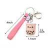 Keychains Lanyards Sile Bubble Tea Keychain Boba Milk Key Ring Car Cute Jewelry GiftKeyChains Emel22 Drop Delivery Fashion Accessor DHBag