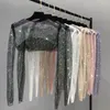 Kvinnors t-shirt Liten färgglad sjal netto borr förhindras bask i sjalar Sommaravsnitt tunna med kondolbältet kjol partid kort 230202