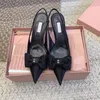 Strass Bowtie sandales chaussures femmes bouts pointus chaton talon 6 cm noir lettre peu profonde strass chaussures habillées décoratives chaussures formelles de luxe