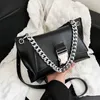 Evening Bags Xiuya Moto Biker Style Womens Shoulder Vintage Cool Messenger Female With Chain Small Square Satchel Woman 230203