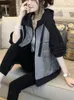 Womens Jackets Spring Autumn Middle and Long Windbreaker Waist Is Slim Splicing Denim Coats Tops 230203