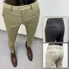 Мужские брючные костюмы Hombre Pantalones, осенние стрейч-тонкие строгие брюки для модного повседневного платья в полоску, одежда 230203