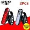 Luzes 2PCs Bicicleta Taileira Usb Charge Bymet Backpack Backpack Lâmpada Lâmpada de ciclismo dianteiro lanterna luz traseira Luz Trasera Bicicleta 0202