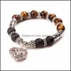 Charm Bracelets Chakra Men Jewelry Women 7 Crystals Stone Pray Mala Heart Bracelet Drop Delivery Dhiyp