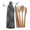 Dijkartikelen sets bamboe bestek set reisgerei Biologisch afbreekbaar houten outdoor draagbaar flatware nul afval tafelwerk setdinnerware setsdin