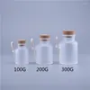 Storage Bottles 200PCS Empty 100g 200g 300g Powder Plastic Bottle Bath Salt Jar With Wood Cork & Wooden Spoon