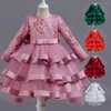 Fille robes enfants filles fleur de noël pour mariage Satin princesse Costume élégant fête Pageant robe de bal adolescent 3-12 ans