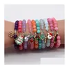 Beaded 10Pcs Christmas Stone Bracelets Xmas Bangle Decorations For Home Santa Claus Jewelry Merry Gift Ornament Happy Drop Delivery Dhb4X