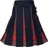 Jupes Kilts pour hommes utilitaires 100% coton Jeans hybride boîte moderne plissée Tartan jupe en jean traditionnelle pour hommes 230202