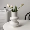 Vases Doughnut Shaped Vase Hydroponics White Ceramic Home Desktop Decoration Flower Arranger Pot Decor