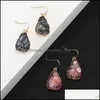 Dangle Lustre Designer Colof Résine À La Main Druzy Boucles D'oreilles En Pierre Naturelle Pour Femmes Plaqué Or Goutte D'eau Forme Oreille De Mariage Je Otxve