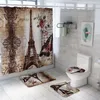 Banyo Aksesuar Seti Su geçirmez Çiçekler Duş Perdesi Setleri Kaymaz Halılar Tuvalet Kapak Mat Dört Parçalı Banyo Aksesuarları 180x180cm