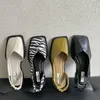 Sandalias de verano elegantes para mujer, sandalias de moda para mujer, banda elástica, tacón plano, zapatos de fiesta poco profundos para mujer, tacón cuadrado 35-40, punta cuadrada 230203