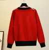 2023 Kvinnrens tröjor Red Cardigan Fashion Casual Long Sleeve Knitwear Women Designer Sweaters Coat