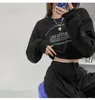 الأزياء النسائية من قطعتين سراويل المسارات الرياضية هوديي sweatpants شارع السرة السرة هوديي مجموعة الاتجاه الهيب هوب قمم الجودة S-2XL