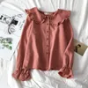 Mulheres blusas camisas mulheres peter pan colarinho estilo coreano na moda estudantes kawaii adorável diário streetwear casual 230203