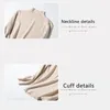 Women's Sweaters TuangBiang Mock Neck Female Khaki Knitted Tops 2023 Fashion Autumn Winter Slim Stretch Pullovers Women White Basic Cotton