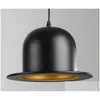 Lampes suspendues Lustre rétro Jazz chapeau haut-de-forme lampe en aluminium 110V 220V E27 extérieur noir à l'intérieur de la barre d'or comptoir chambre café goutte de DH518