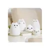 Night Lights 3D Colorf Cat Sile Led Light Rechargeable Touch Sensor 2 Modes Children Cute Lamp Bedroom Drop Delivery Lighting Indoor Dhk0T