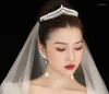 Kopfbedeckungen, elegante Braut-Tiara, Perlen-Kristall-Krone, Hochzeits-Haarschmuck