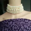 Gargantilla Gargantillas Moda Cadena de múltiples capas Collar de perlas de imitación Mujeres Joyería de boda Dama de honor nupcial Bijoux Fiesta de banquete CollarChokers
