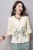 Etniska kläder 2023 Summer Style Women's Tang Suit Hanfu Förbättrad Ancient Cotton and Linen Chinese Tops