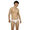 Underpants Inanku Rib Cotton High Fork Low Waist Comfortable Tight Simple Men's Triangle White Sexy Male Underwear Briefs Large Solid Co