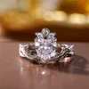 Solitaire Ring Personality Holding A Heart CZ Shaped Women s Novel Design Lady Marriage Ceremony Party Fashion Trendy Jewelry Y2302